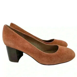 Adrienne Vittadini womens heels size 7.5 burnt orange suede round toe career